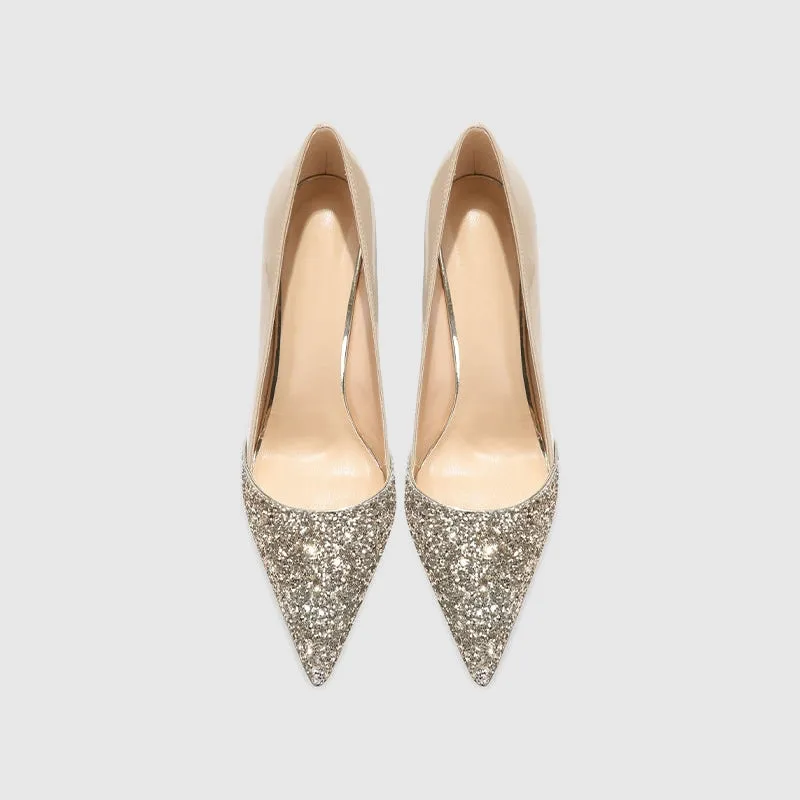 Stiletto Pointed High-heeled Pumps Apricot