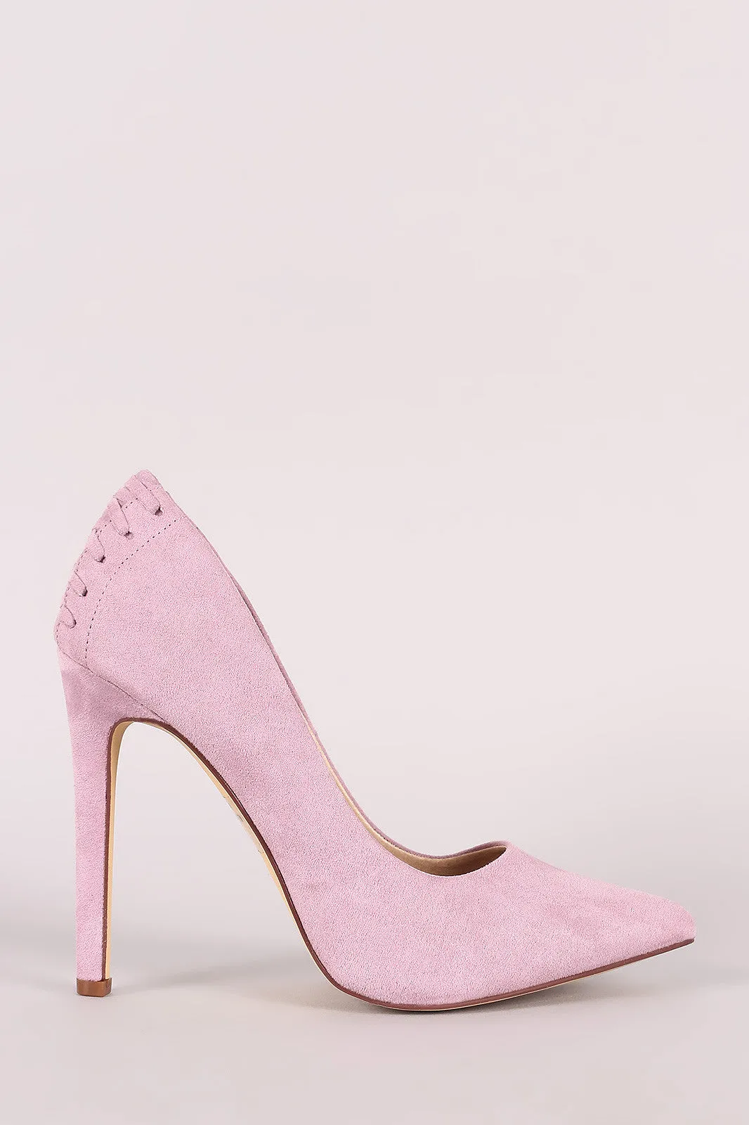 Suede Back Lattice Pointy Toe Pump