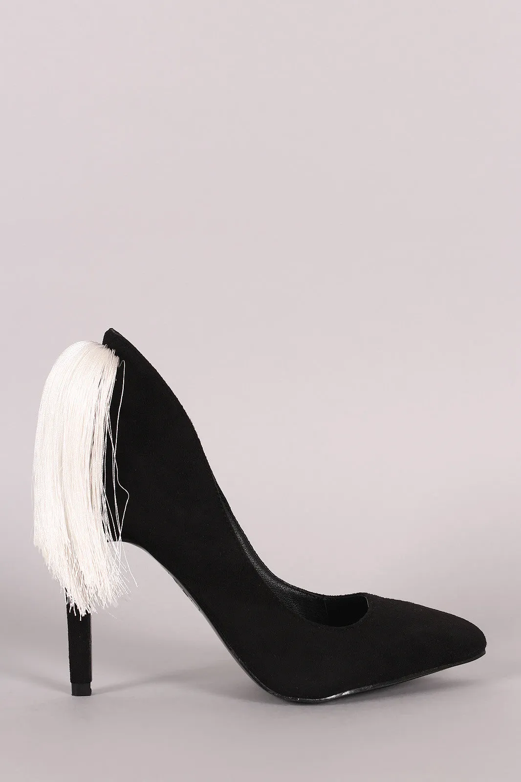 Suede Ponytail Fringe Pointy Toe Pump