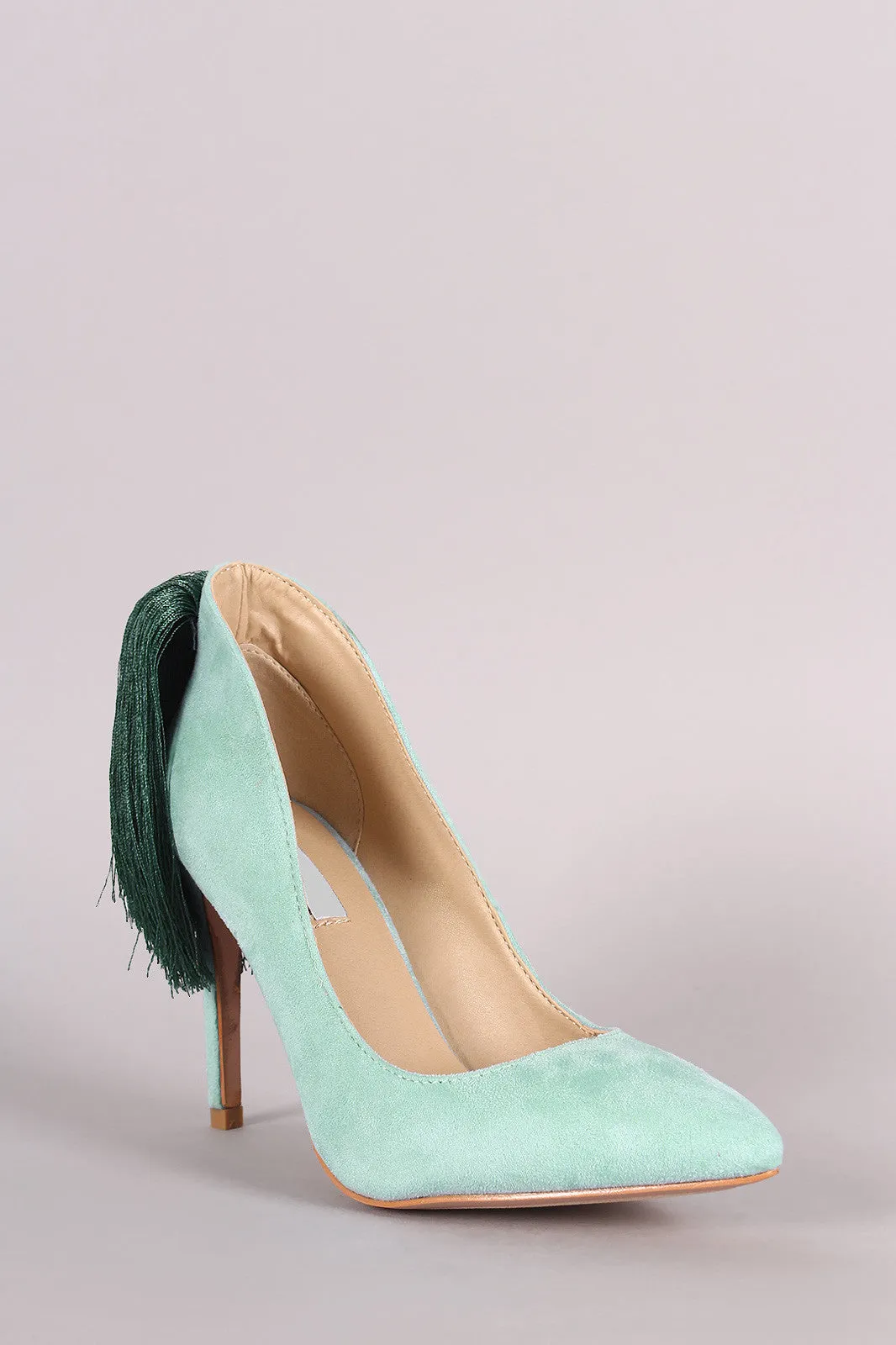 Suede Ponytail Fringe Pointy Toe Pump