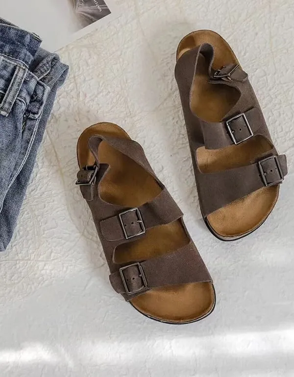 Summer Soft Leather Adjustable Buckle Sandals