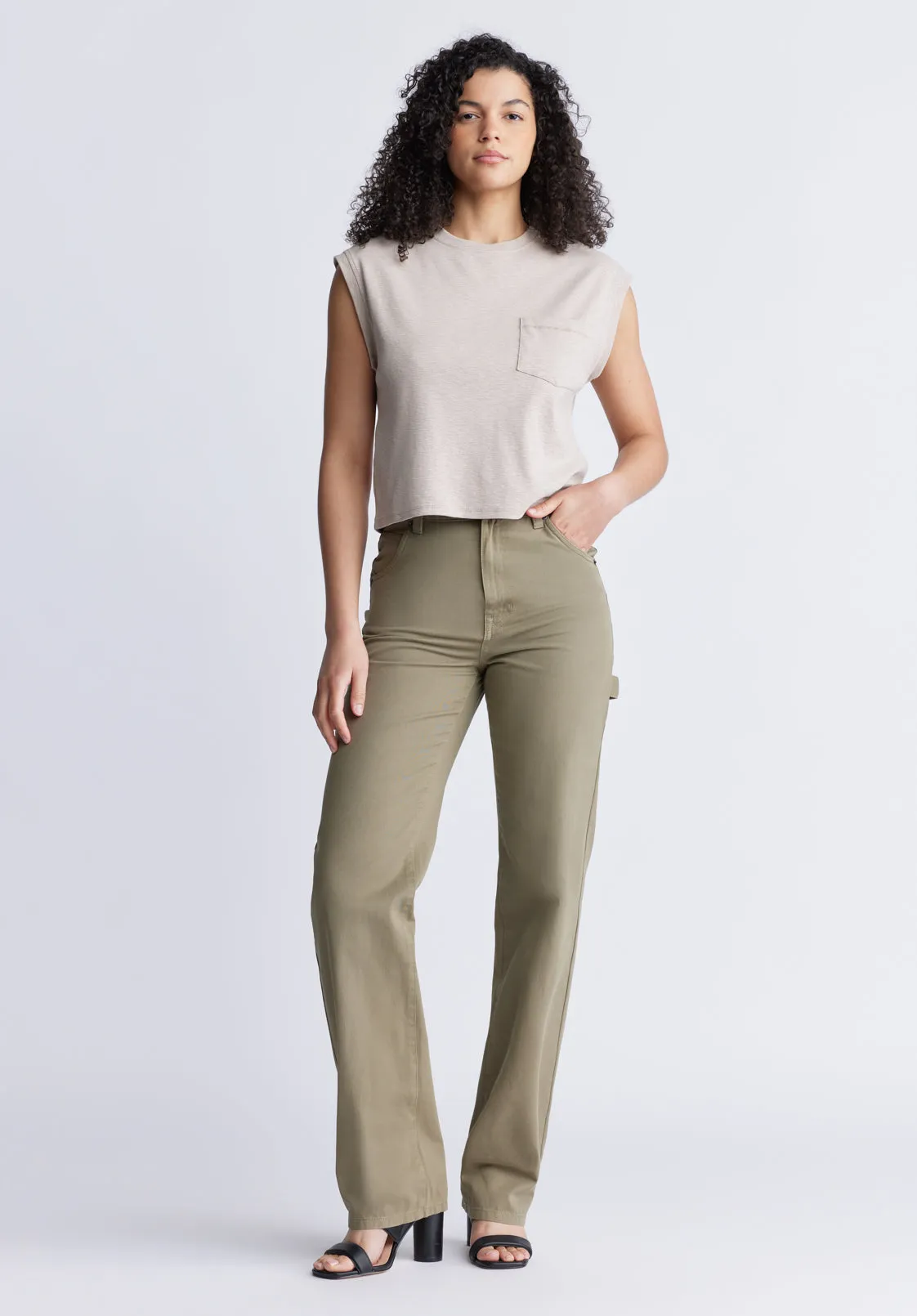 Super High-Rise Loose Straight Jane Women's Pants, Olive Green - BL15966