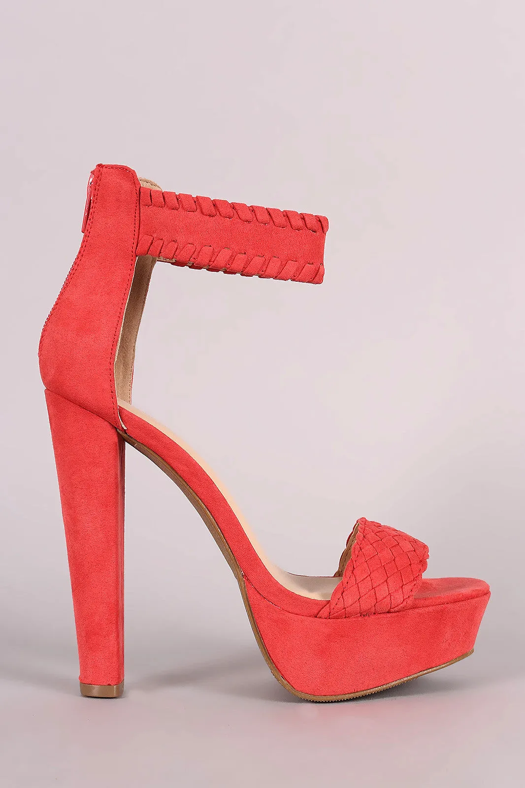 Wild Diva Braided Suede Chunky Platform Heel