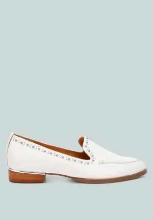 Wolferton Delicate Stud Detail Leather Loafers