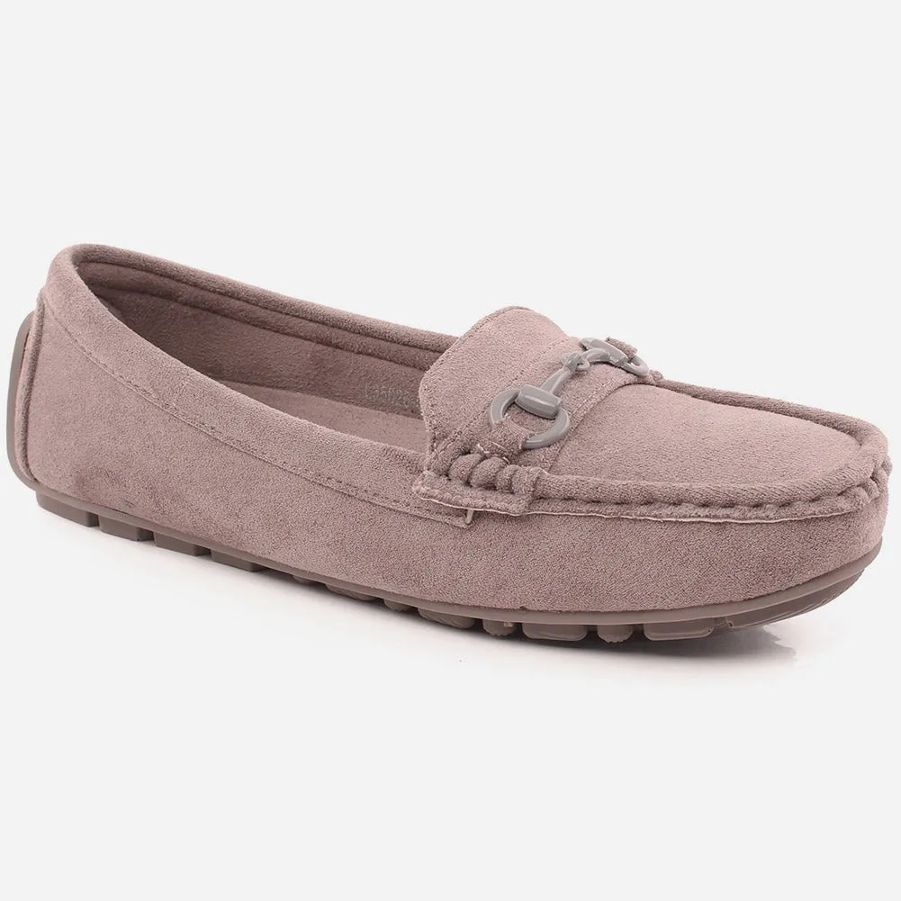 Women "Beaten" Suede Round Toe Flat Moccasins