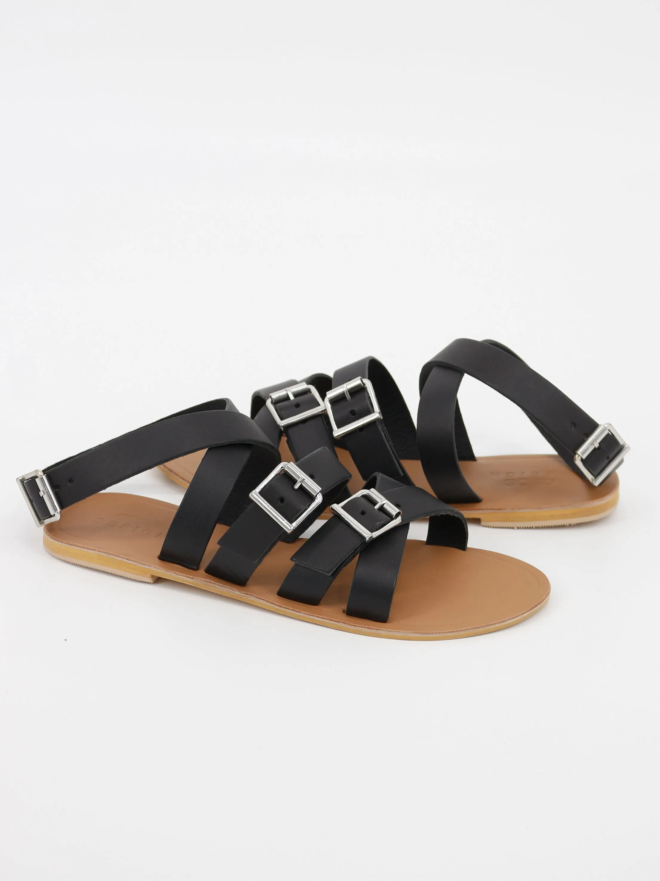 Women's Adjustable Buckle Sandals,Black