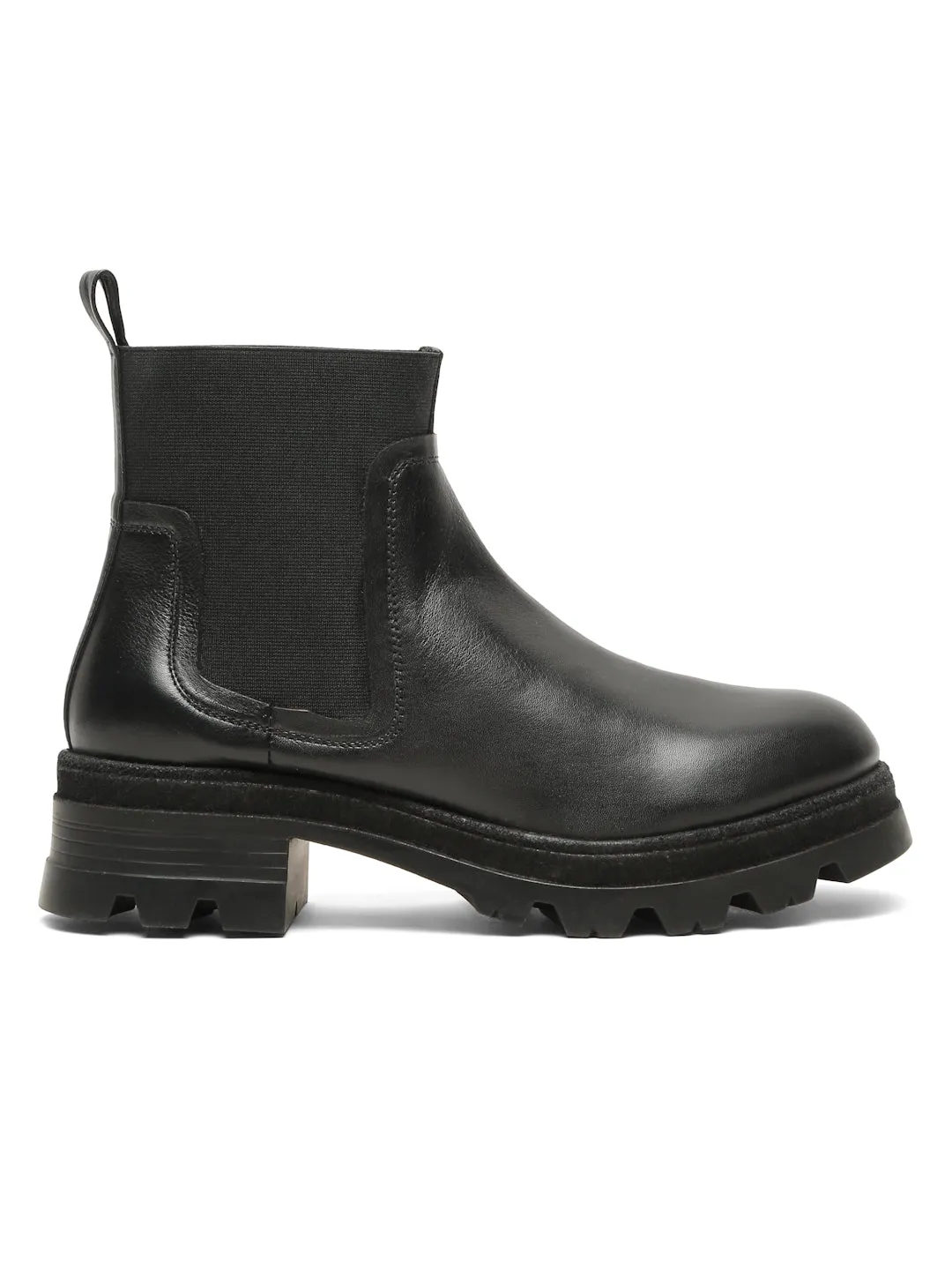 Women's Black Solid Leather chelsea Boots