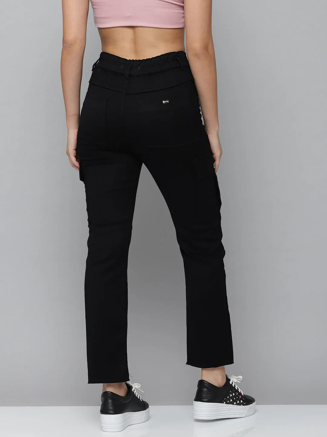 Women's Black Solid Straight Fit Denim Jeans