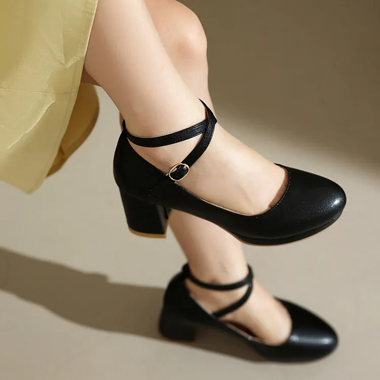 Women's High Heel Cross Strap Platform Pumps