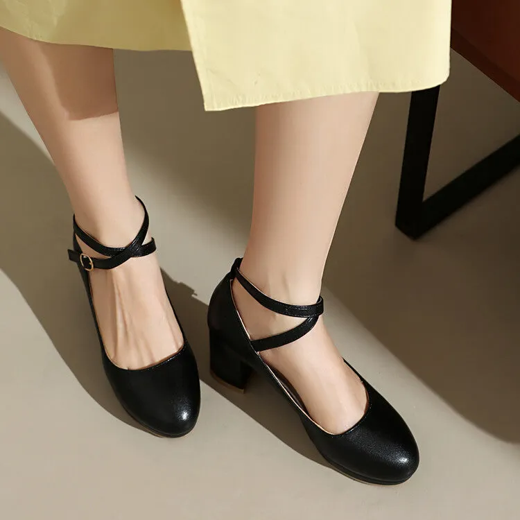 Women's High Heel Cross Strap Platform Pumps