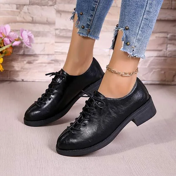 Women's Lace-Up Chunky Heel Oxford Shoes 43347225C