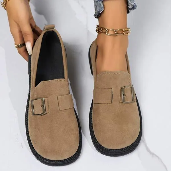 Women's Loafer Shoes with Belted Buckle Detail 19004717C