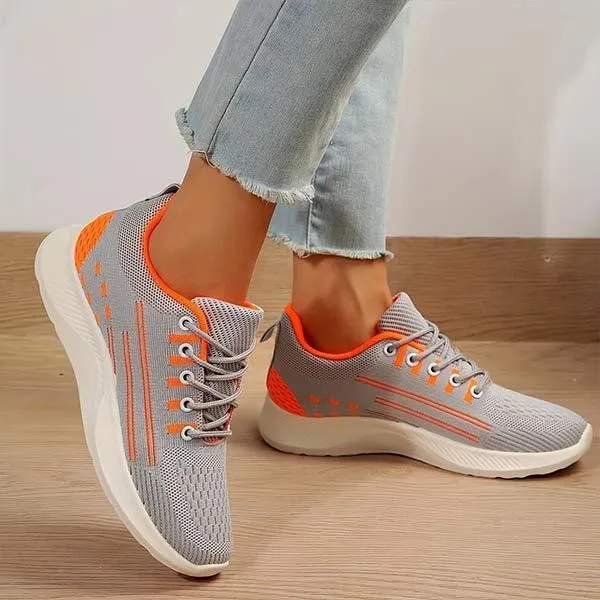 Women's Mesh Flyknit Athletic Shoes with Lace-Up Design 10380372C