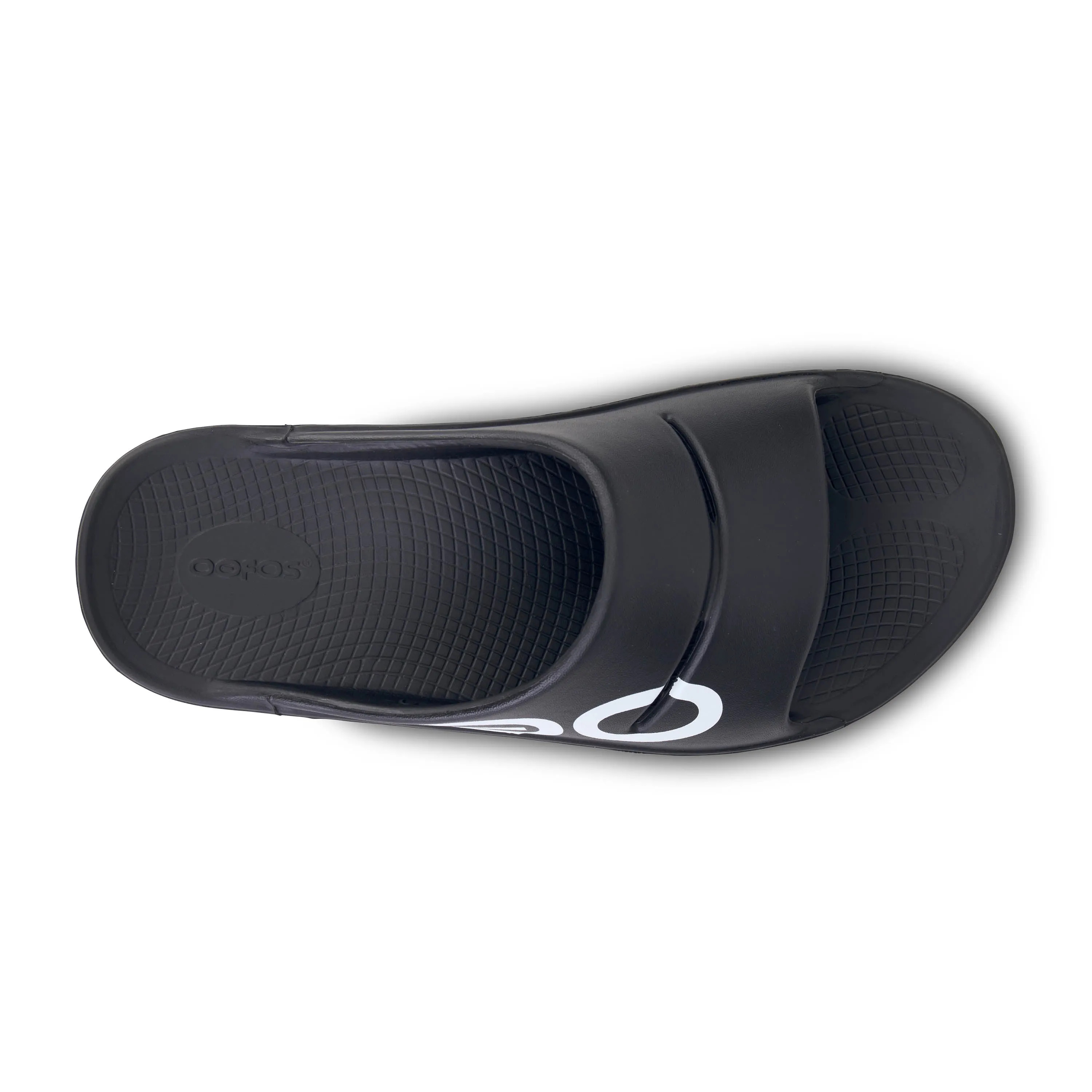 Women's Oofos OOahh Sport Slide Sandal Color: Black White