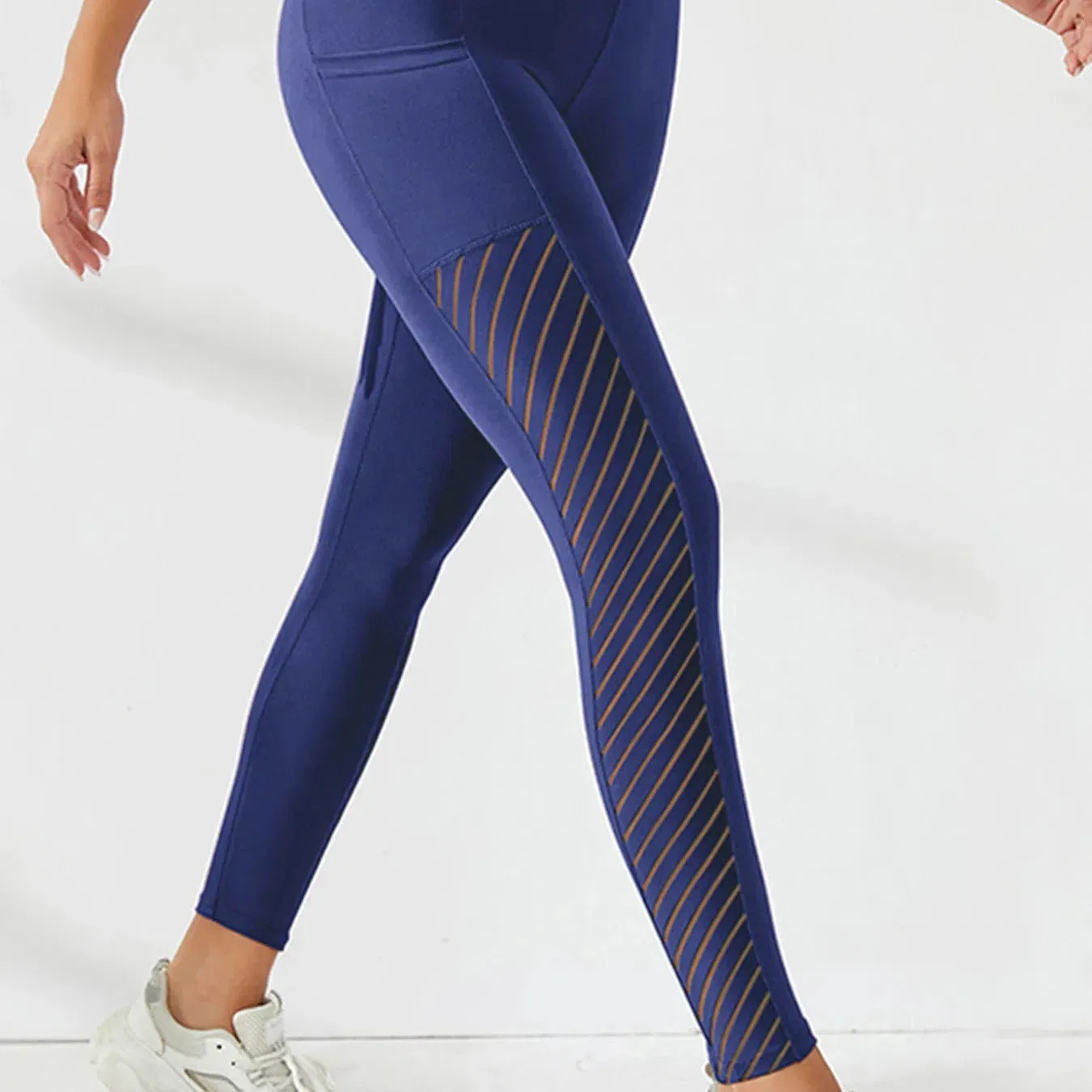 Women's Side Mesh High Waist Yoga Pants With Pockets