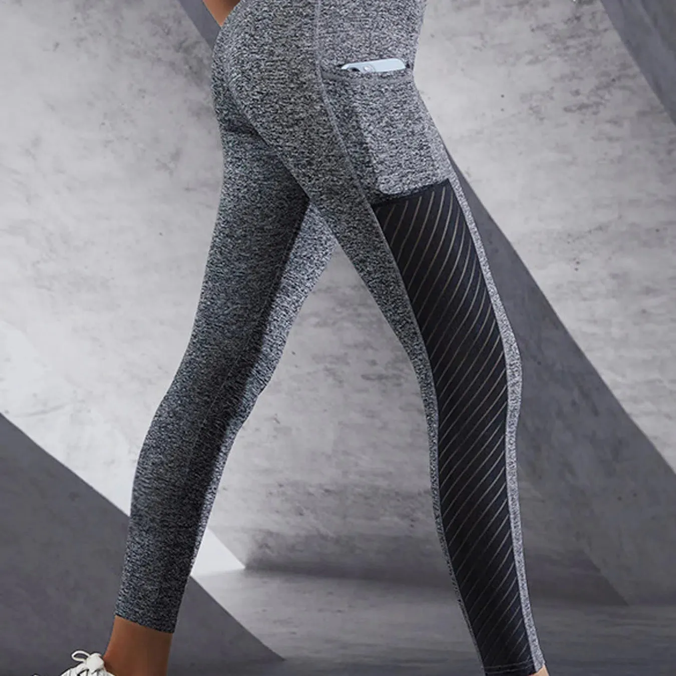 Women's Side Mesh High Waist Yoga Pants With Pockets