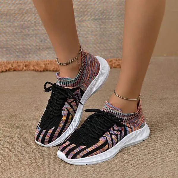 Women's Strap Flat Casual Woven Colorful Sneakers 14592719C