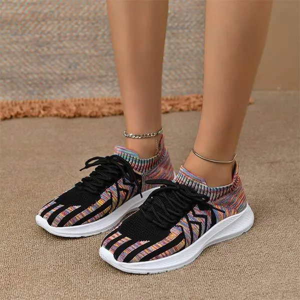 Women's Strap Flat Casual Woven Colorful Sneakers 14592719C