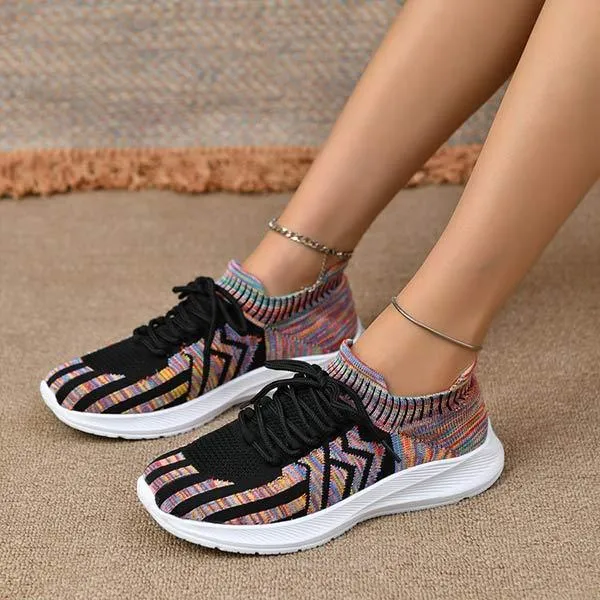 Women's Strap Flat Casual Woven Colorful Sneakers 14592719C