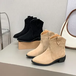 Women's Suede Pointed Toe Cowboy Boots