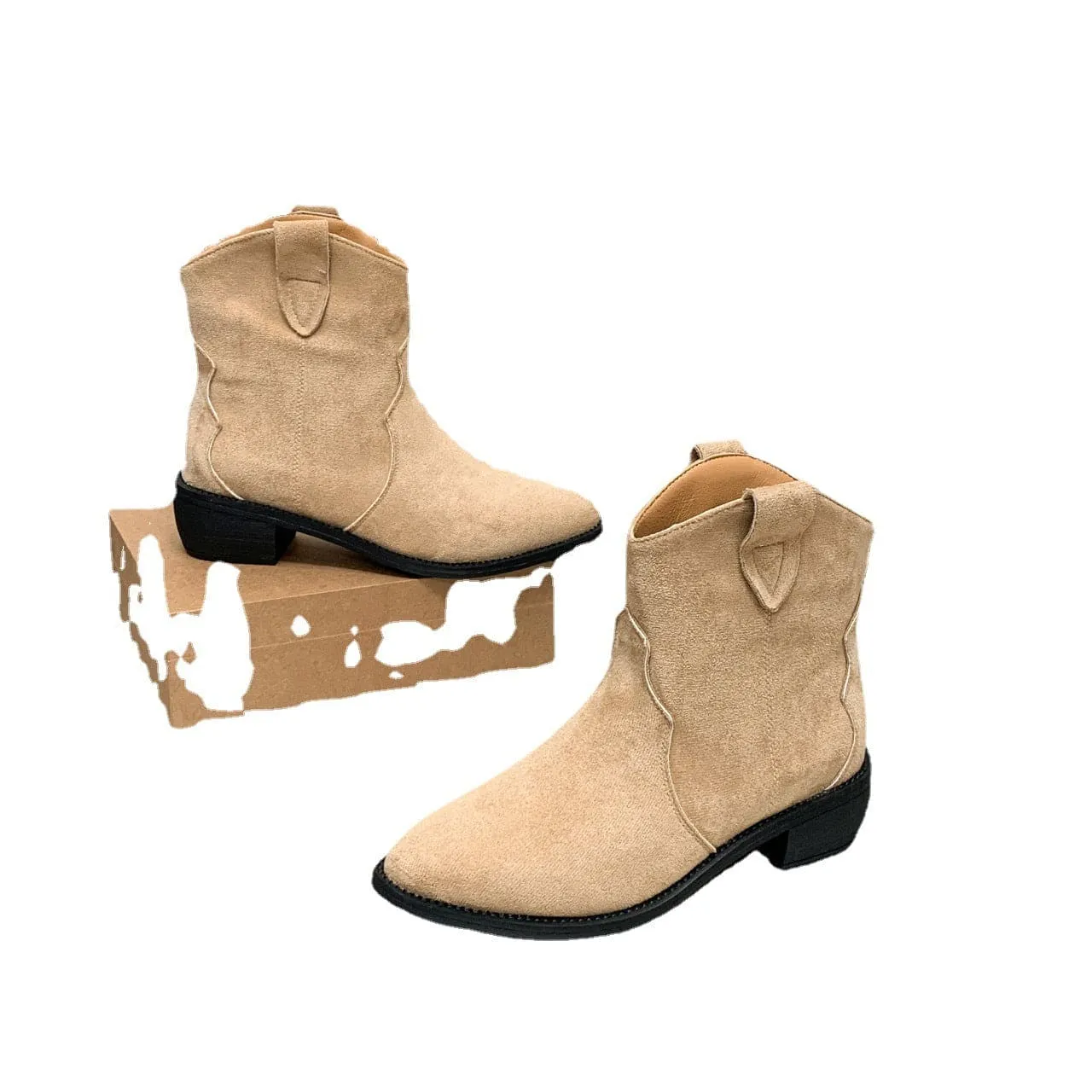 Women's Suede Pointed Toe Cowboy Boots