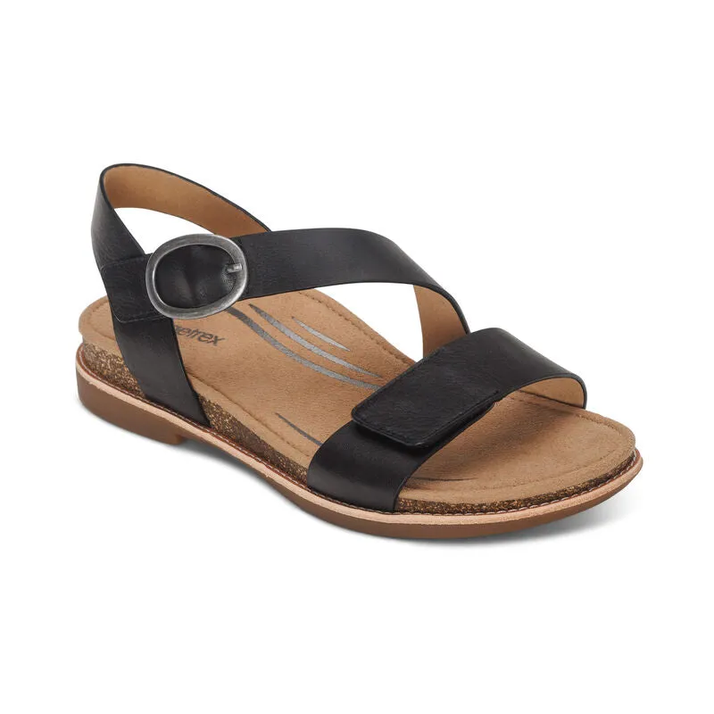 Women's Tamara Asymmetrical Quarter Strap Sandal - Black