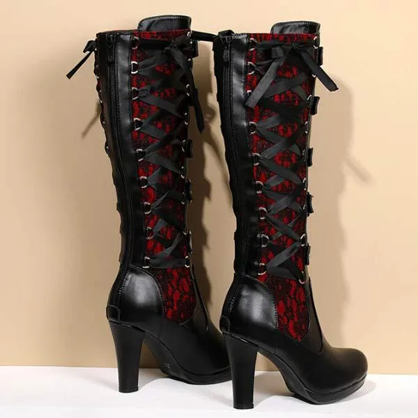 Women'S Vintage Fashion Lace-Up Rider Boots 37276840C