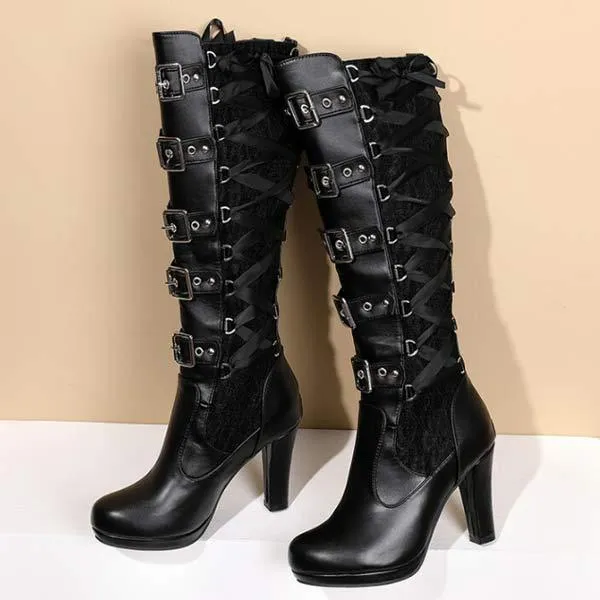 Women'S Vintage Fashion Lace-Up Rider Boots 37276840C