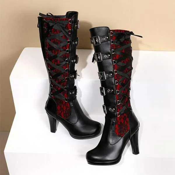 Women'S Vintage Fashion Lace-Up Rider Boots 37276840C