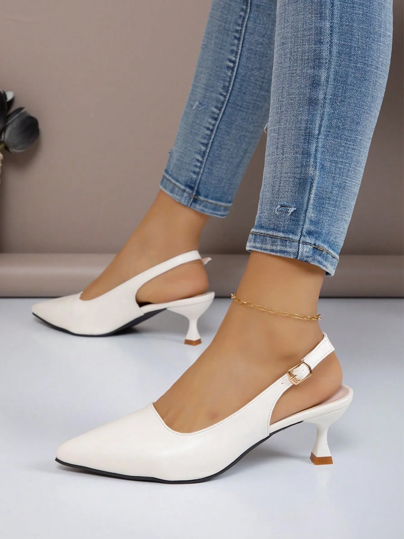 Women's White High Heeled Pointed Toe Pumps With Stiletto Heels, Patent Leather, Slip-On, Office Shoes (Size Runs Small)