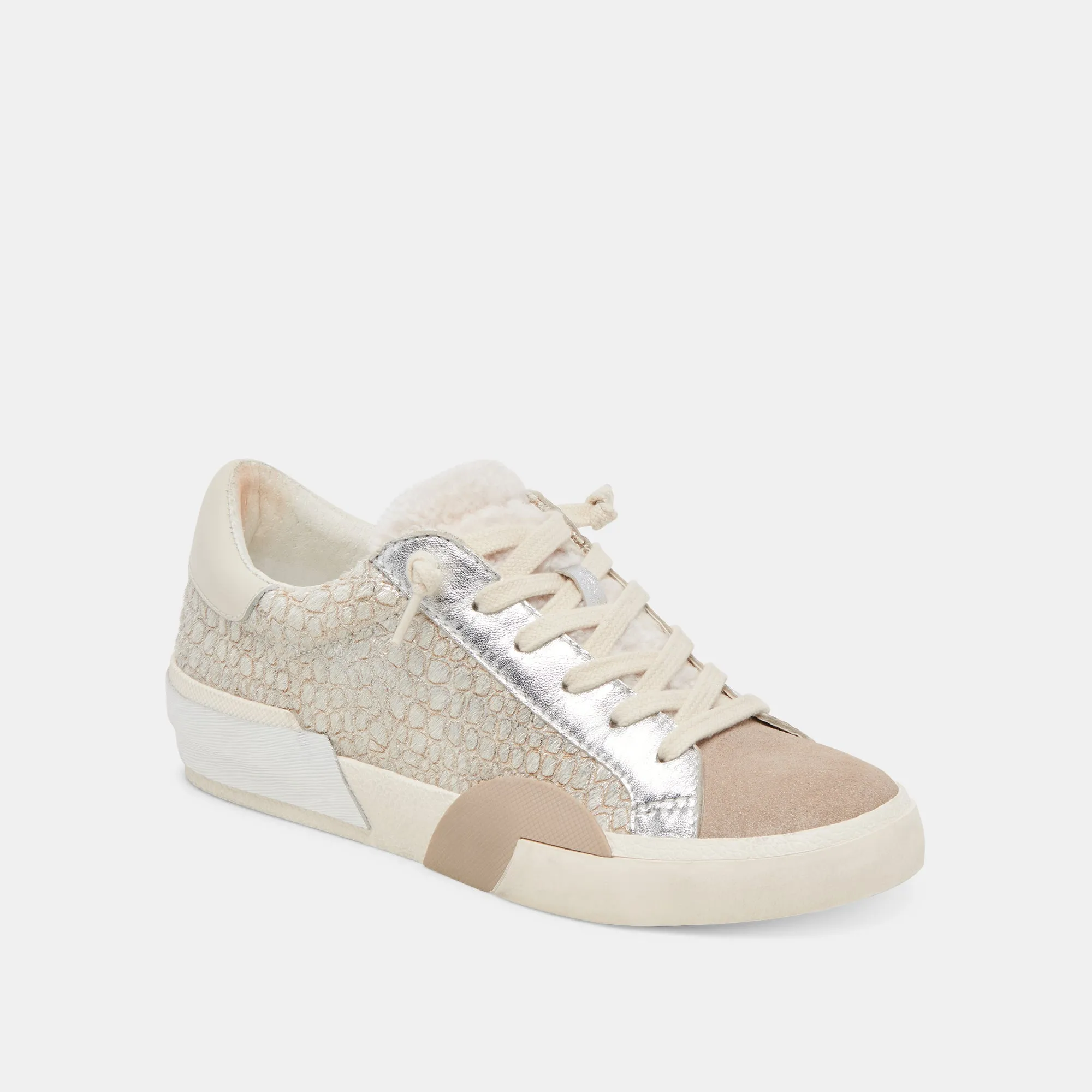 ZINA PLUSH SNEAKERS STONE CALF HAIR